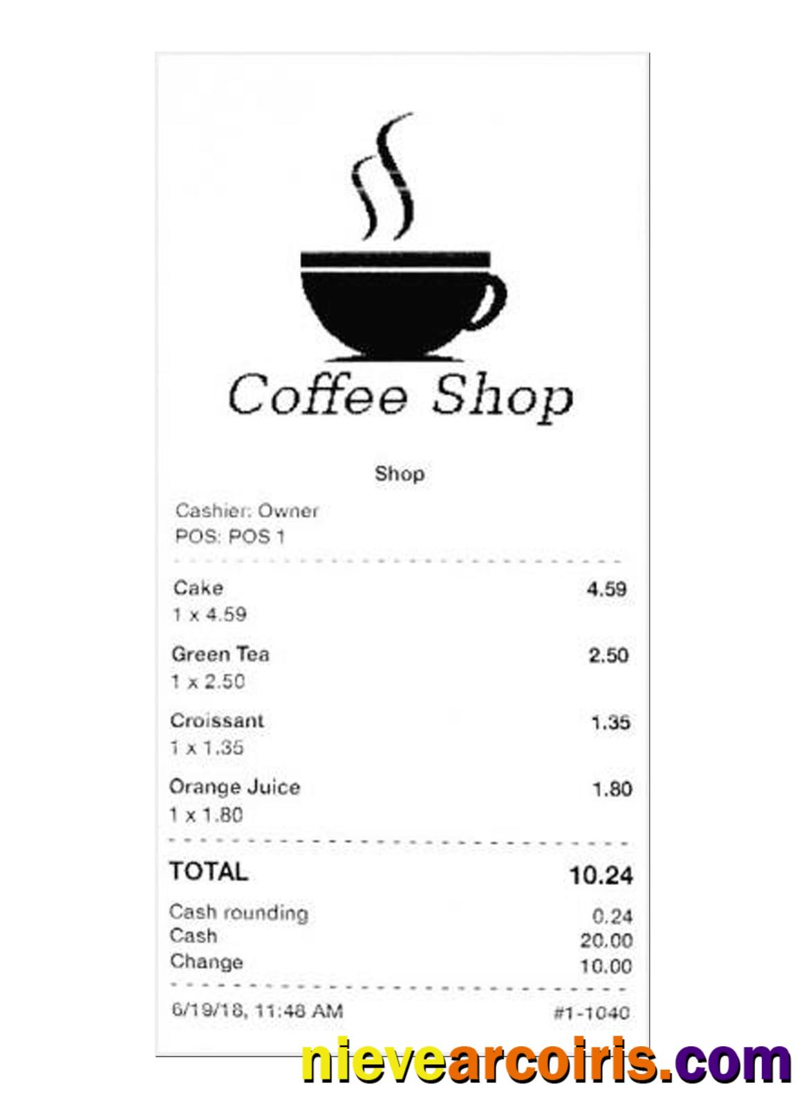 COFFEE SHOP payment check